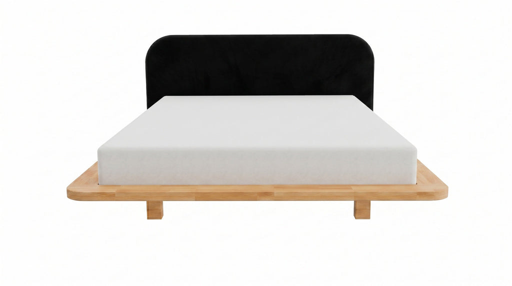 Łóżko lewitujące Eyko Bora 160 × 200 cm, buk, zagłówek czarny