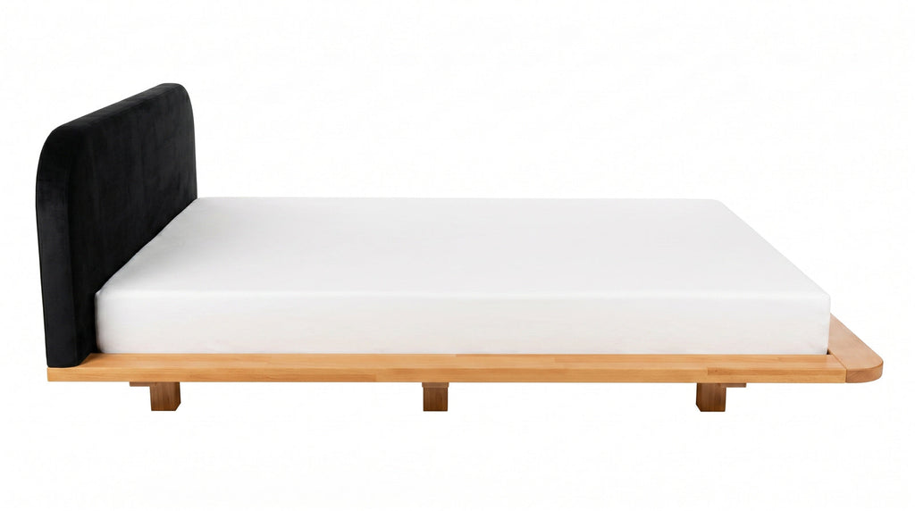 Łóżko lewitujące Eyko Bora 180 × 200 cm, buk, zagłówek czarny