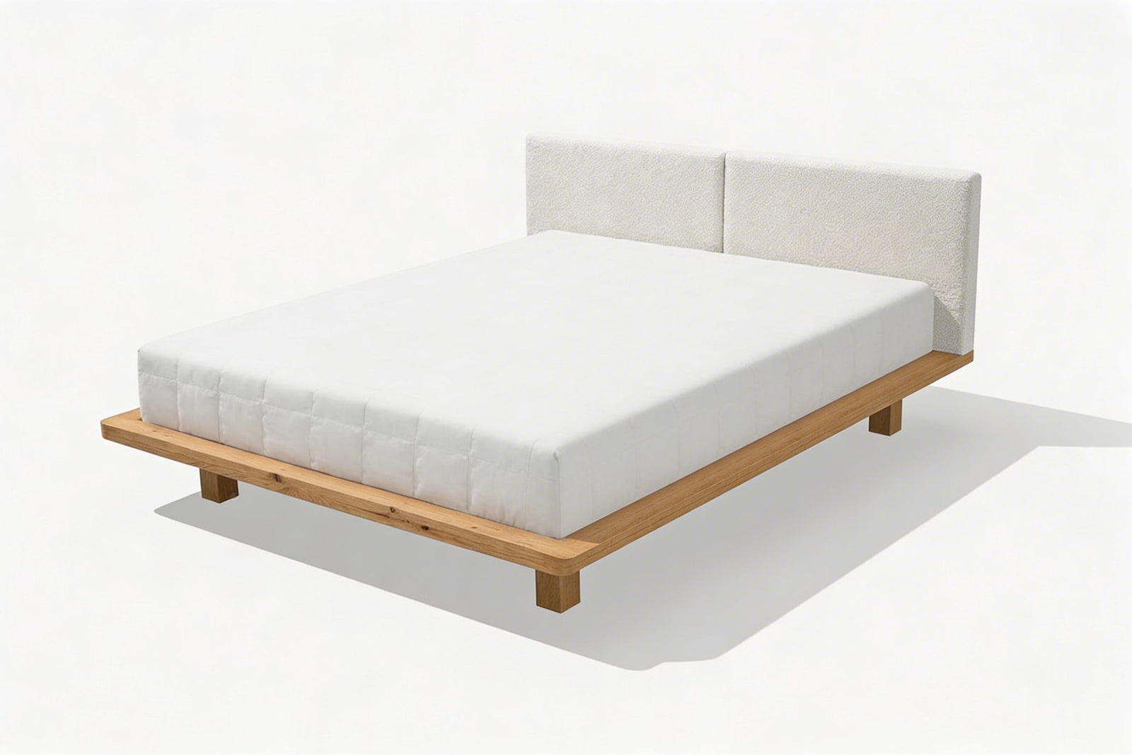 Łóżko lewitujące Eyko Hvar 200 × 200 cm, dąb dziki, zagłówek biały