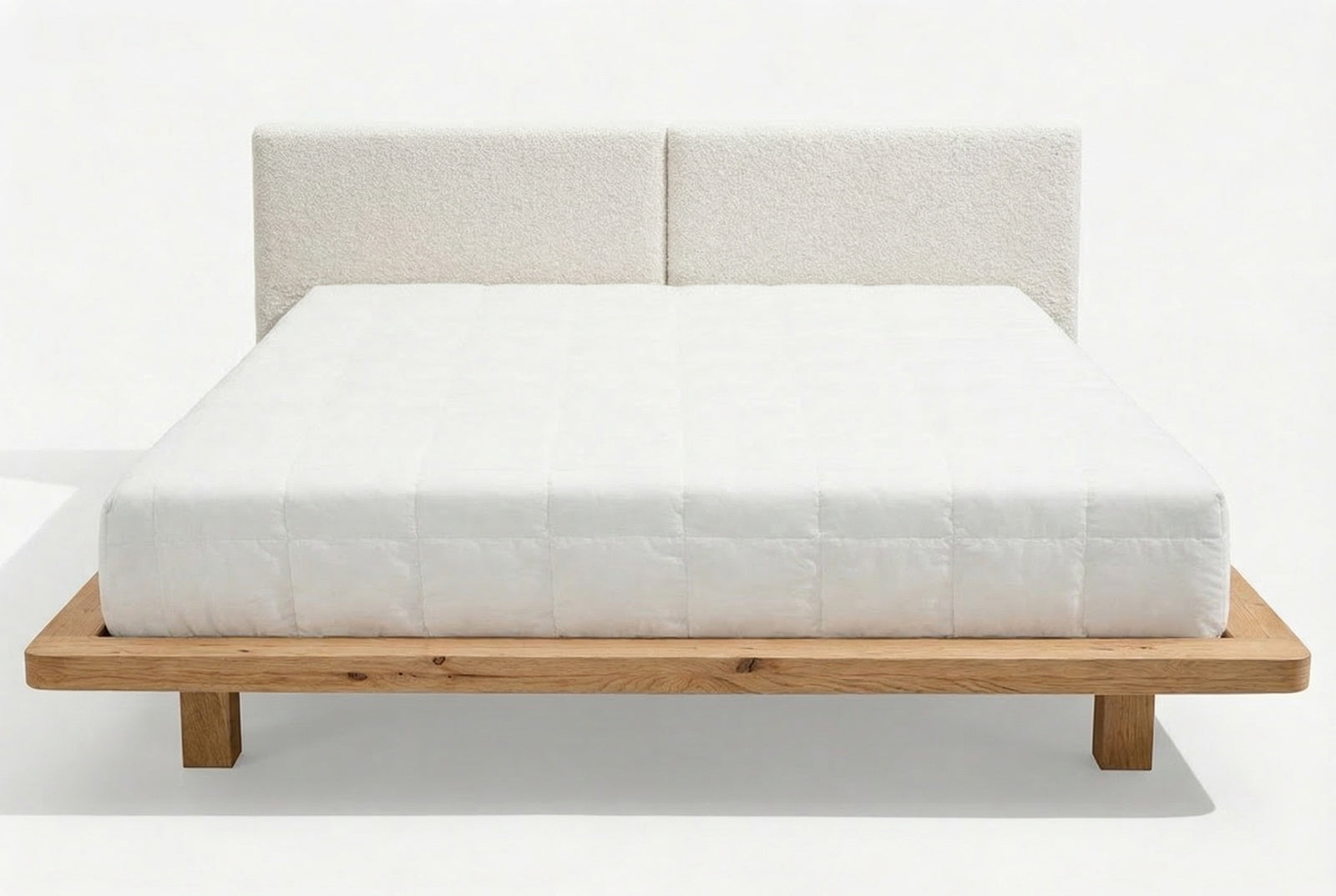 Łóżko lewitujące Eyko Hvar 200 × 200 cm, dąb dziki, zagłówek biały
