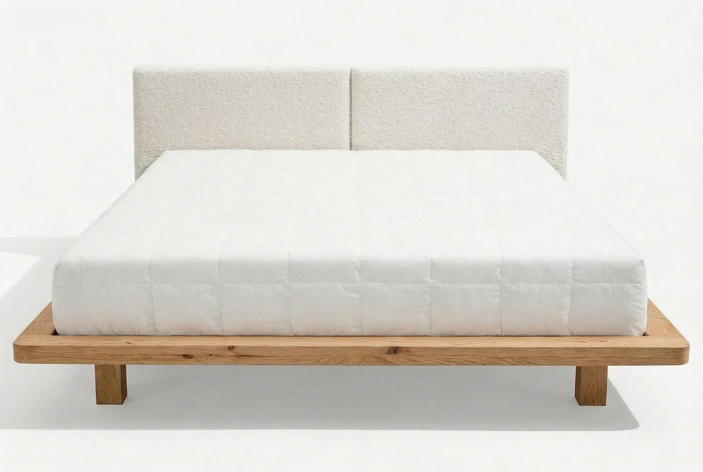 Łóżko lewitujące Eyko Hvar 140 × 200 cm, dąb dziki, zagłówek biały