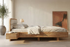 Łóżko lewitujące Eyko Ponza 180 × 200 cm, buk, zagłówek biały
